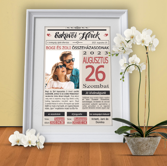 Újság – Esküvői hírek – Nászajándék (esküvői átadásra) Családi emlék Újság – Esküvői hírek – Nászajándék (esküvői átadásra) családi emlék