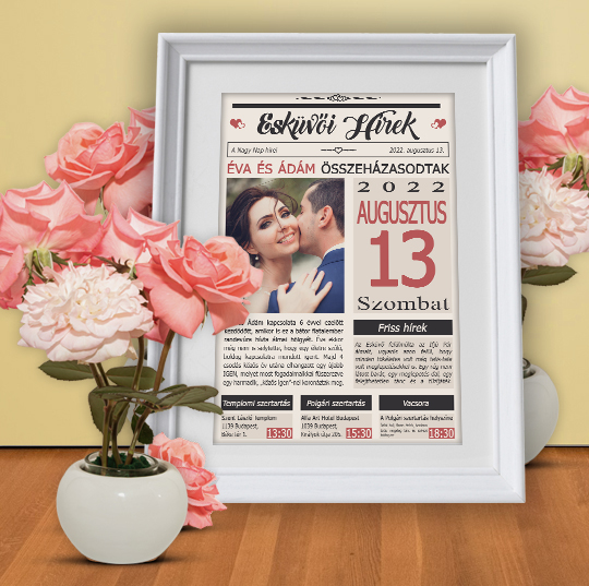 Újság – Esküvői hírek – Nászajándék (esküvő utáni átadásra) Családi emlék Újság – Esküvői hírek – Nászajándék (esküvő utáni átadásra) családi emlék