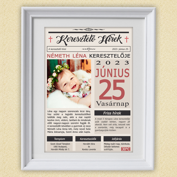 Újság – Keresztelő hírek Ajándék Alkalmakra Újság – Keresztelő hírek a legszebb ajándék